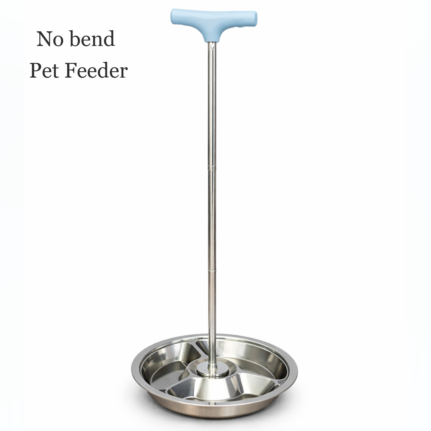 No Bend Pet Feeder with 3-section stainless steel dish for cats and dogs