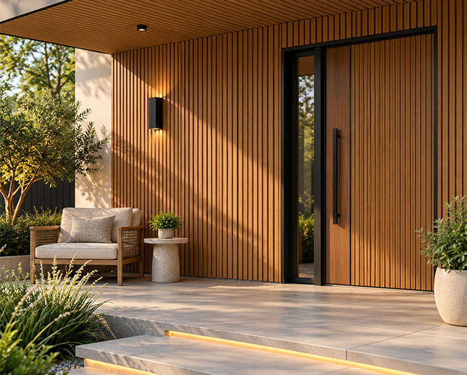 Thumbnail: WPC Exterior Wall Panel - Golden Teak / 2nd Gen outside