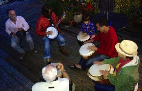 Ralph drives the beat as the houseboat dock rocks to the beat
