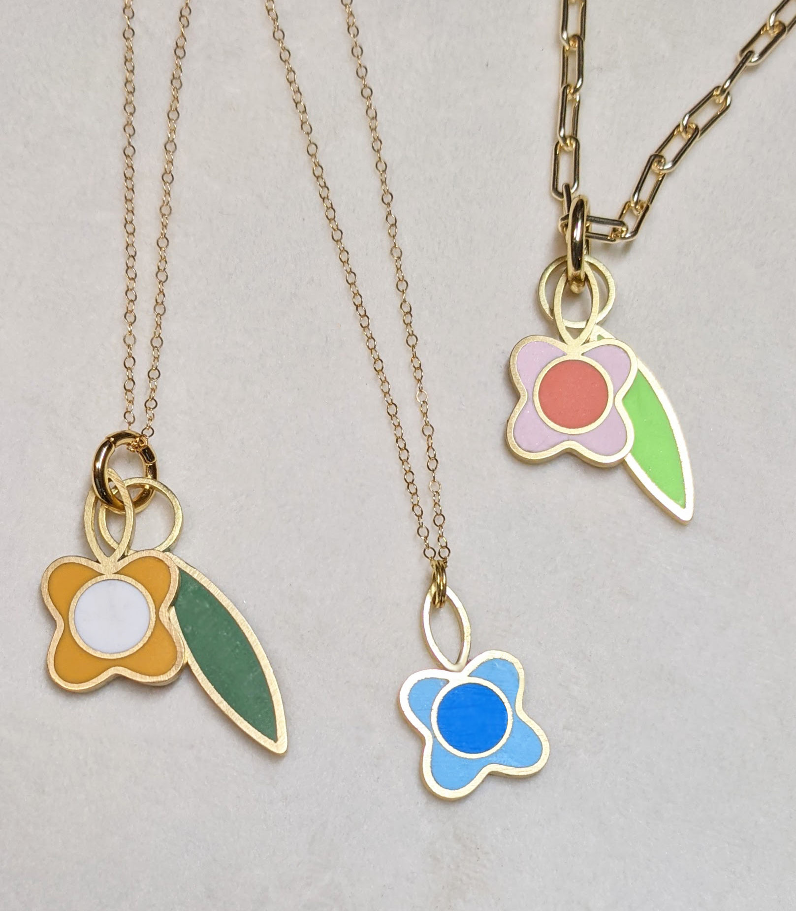 Flower + Leaf Necklace in Your Choice of Colors