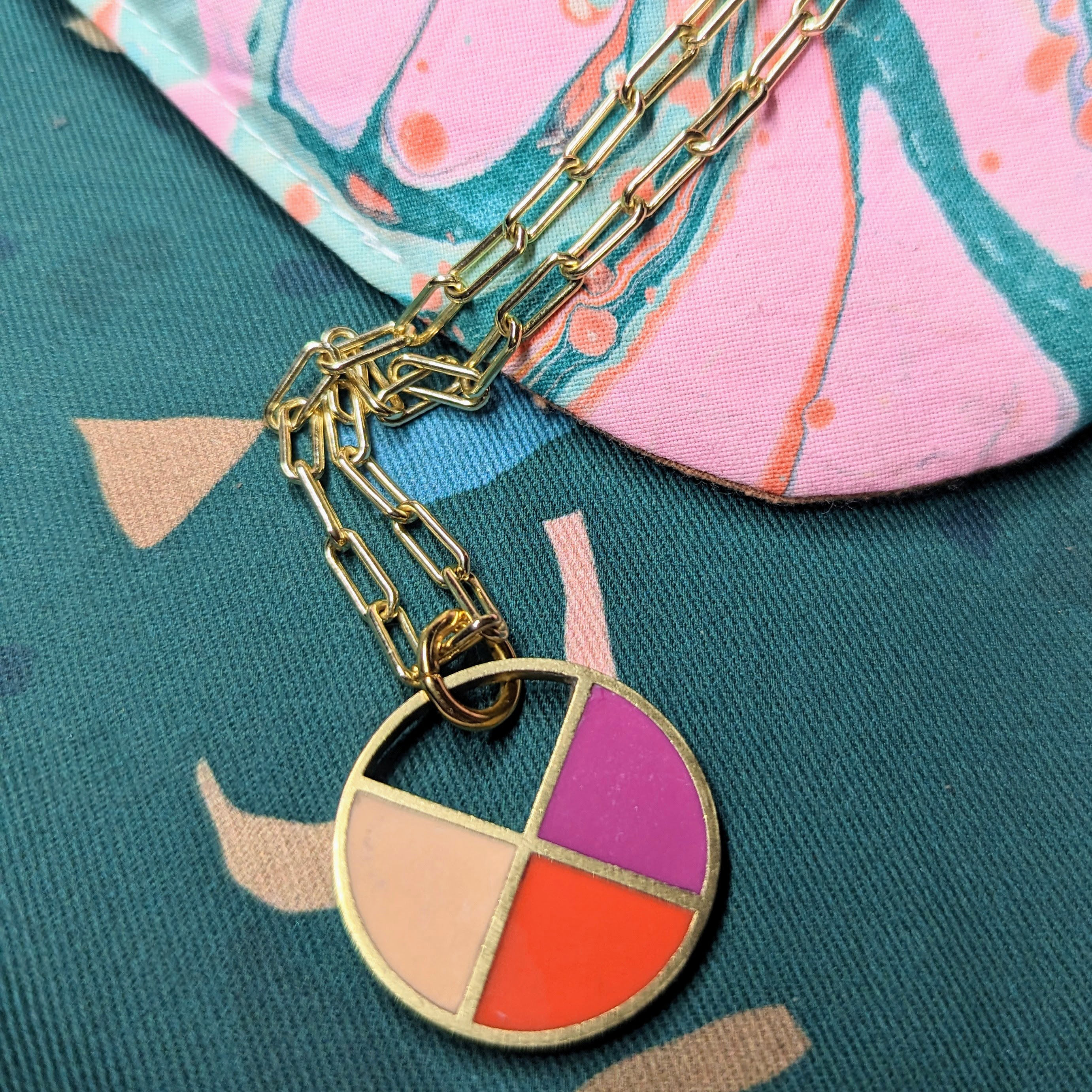 Color Block Circle Necklace in Your Choice of Colors