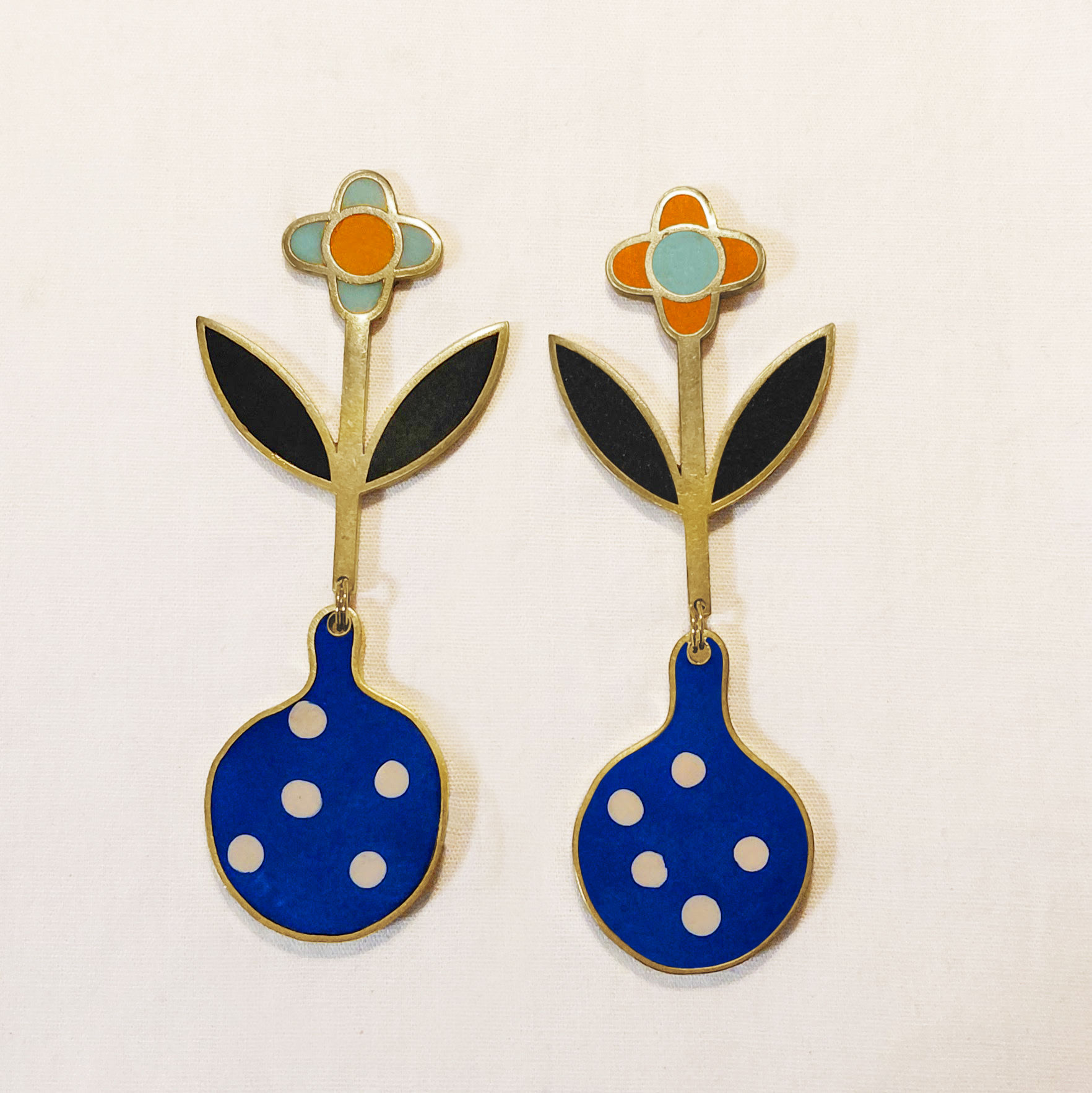 One of a Kind Flower Vase Earrings