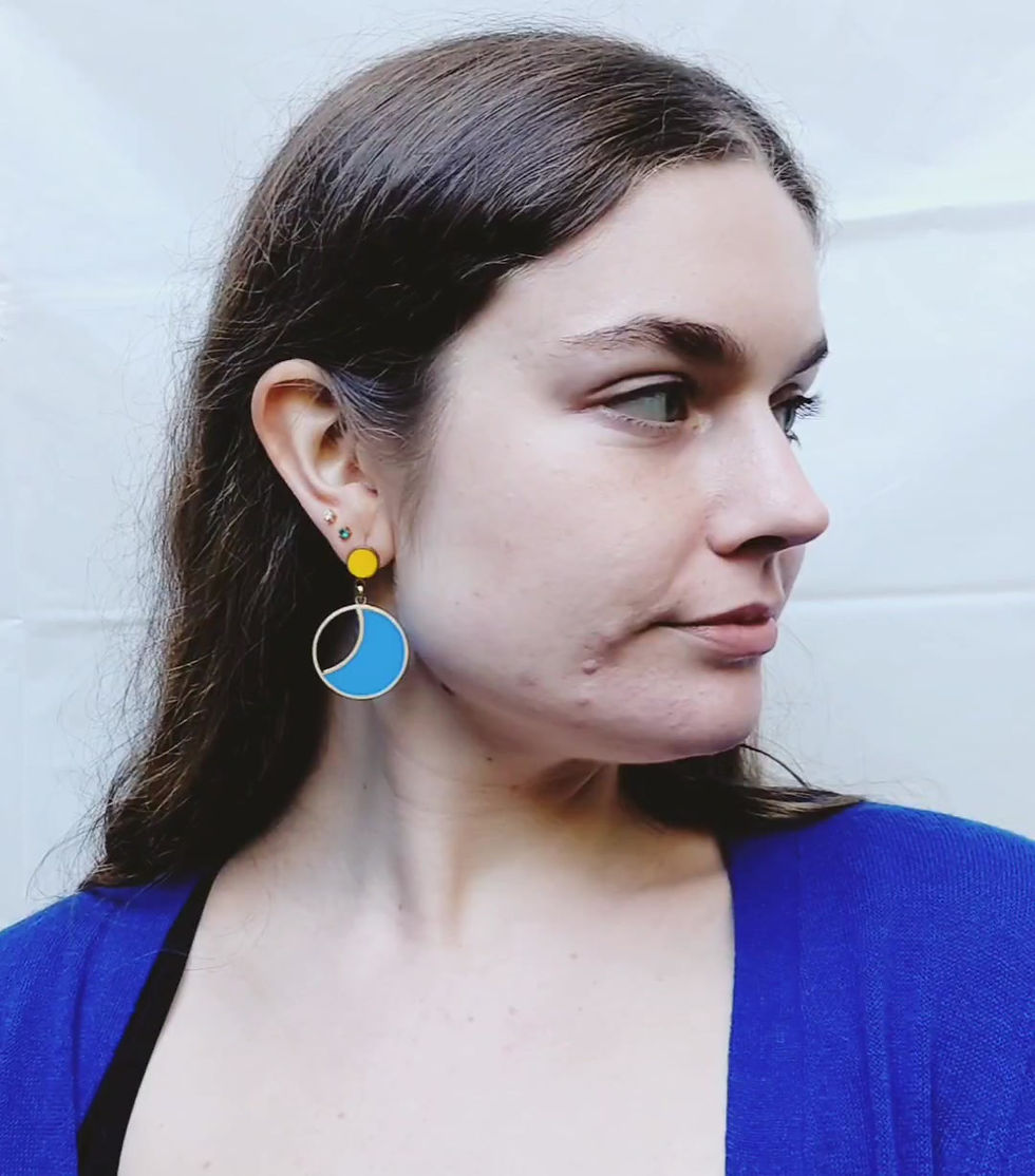 Thumbnail: One of a Kind Confetti Sun + Moon Earrings  in Confetti