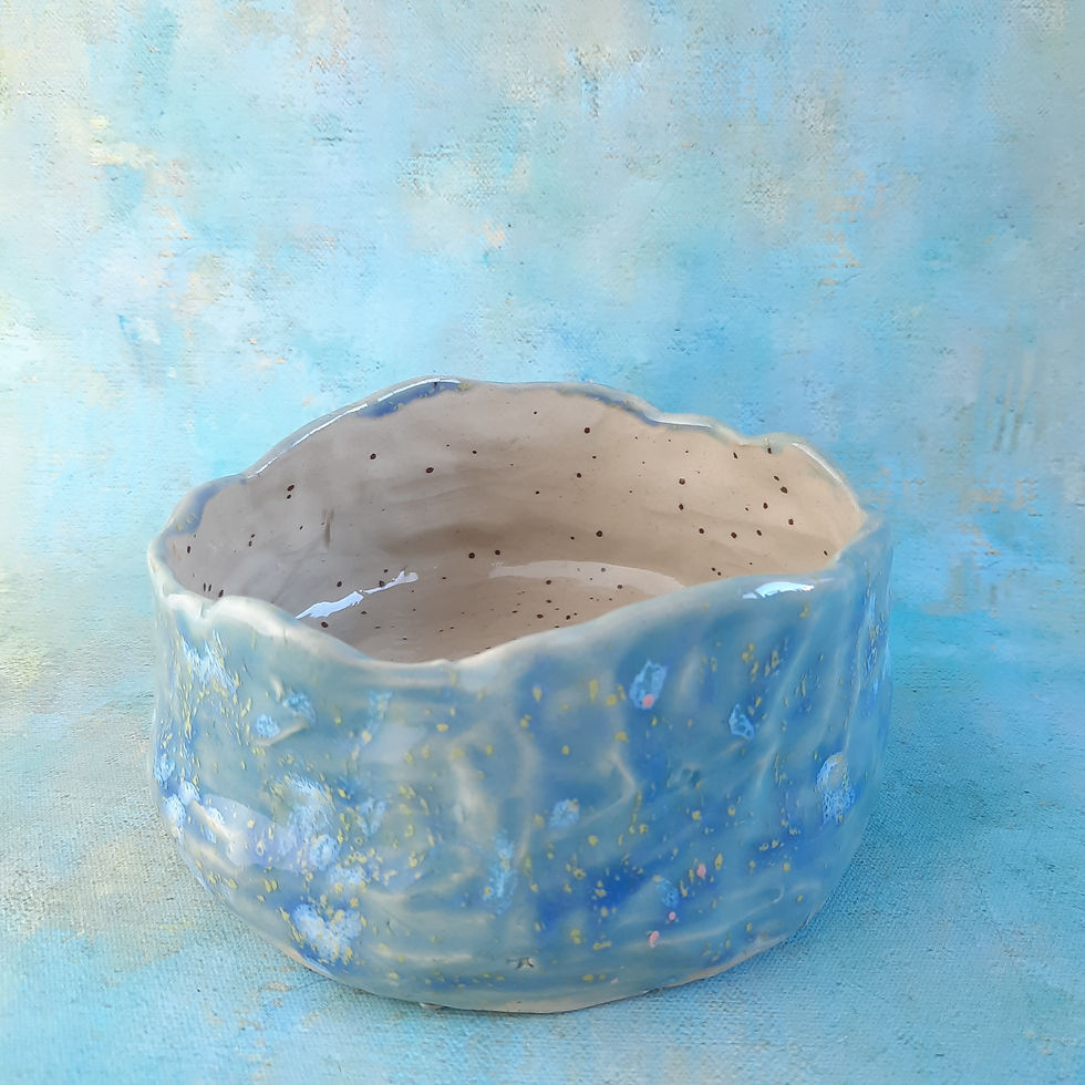 Miniatura: Ceramiczna błękitna miseczka