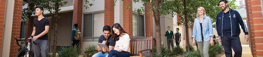Students roaming outdoors in accommodation