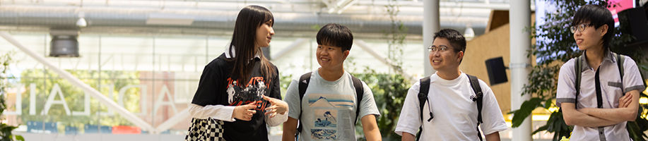 Students walking and talking with each other