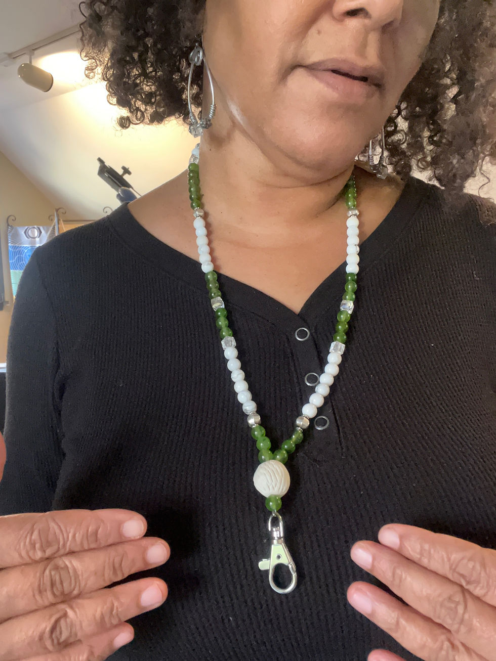 Thumbnail: Green & white lanyard