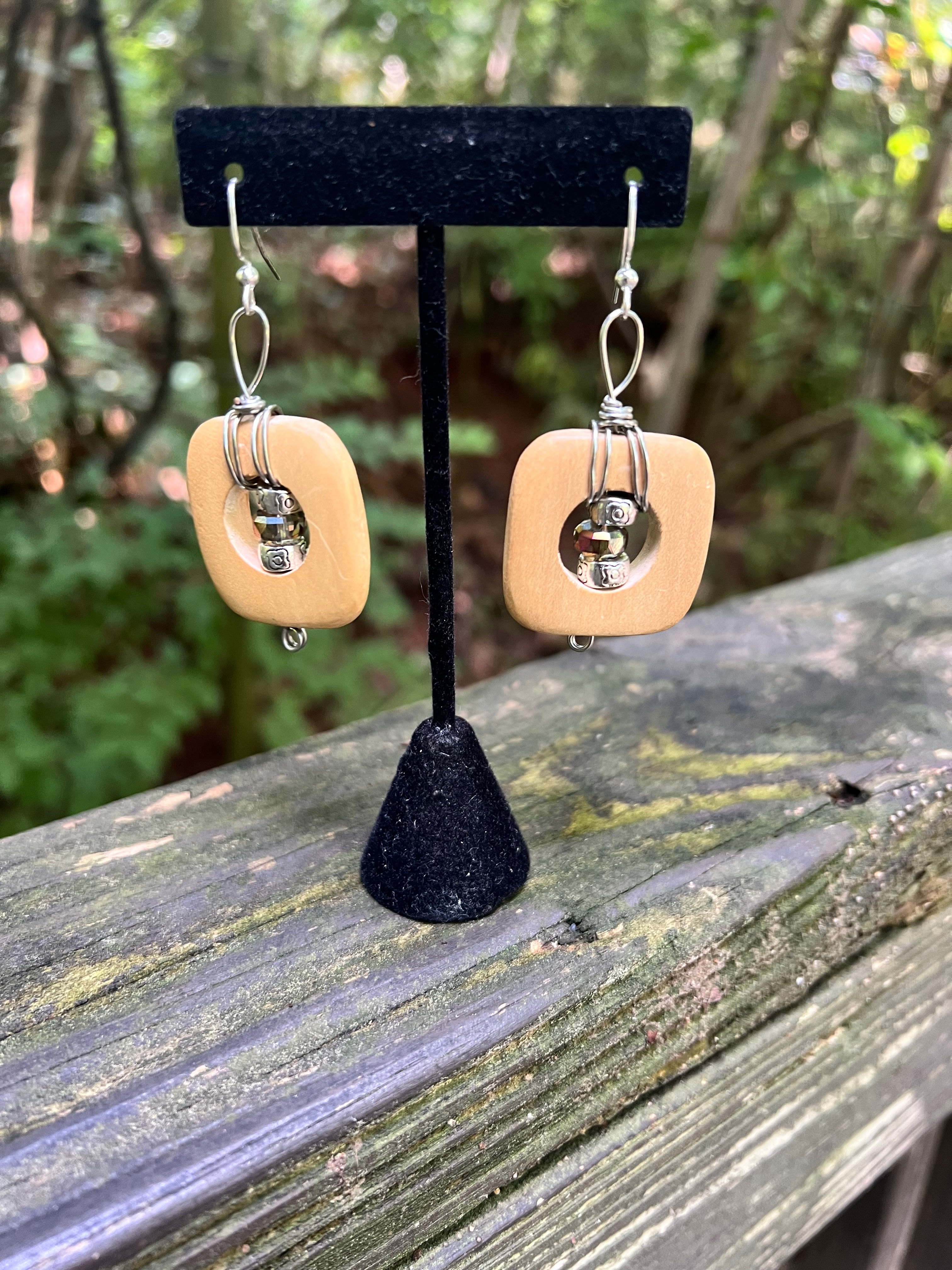 Aluminum wood earrings