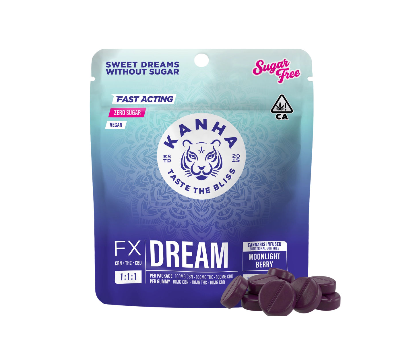 KANHA DREAM 1:1:1 CBN:THC:CBD GUMMIES 100MG