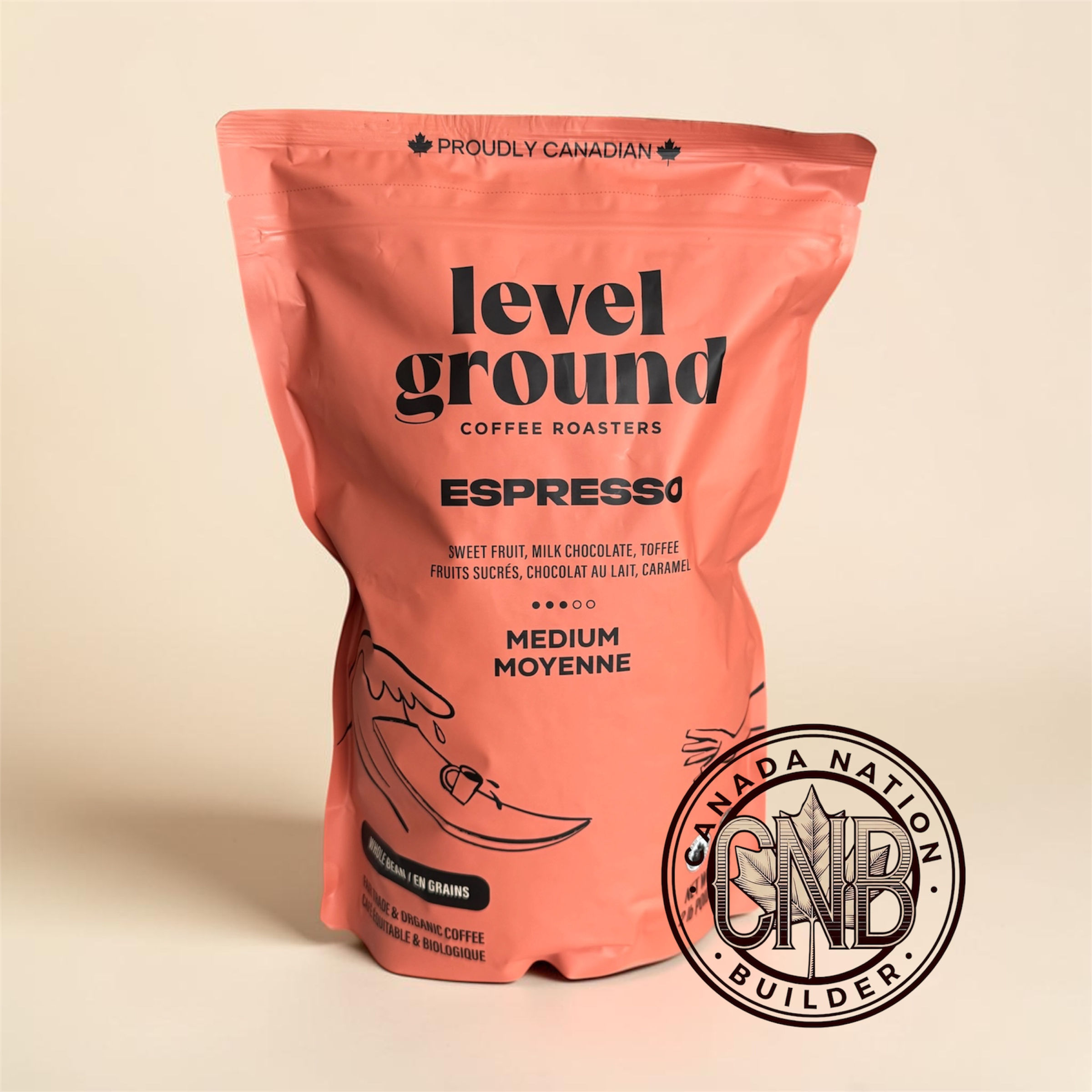 Level Ground Coffee Roasters Espresso Medium Roast Whole Bean Coffee 2lb