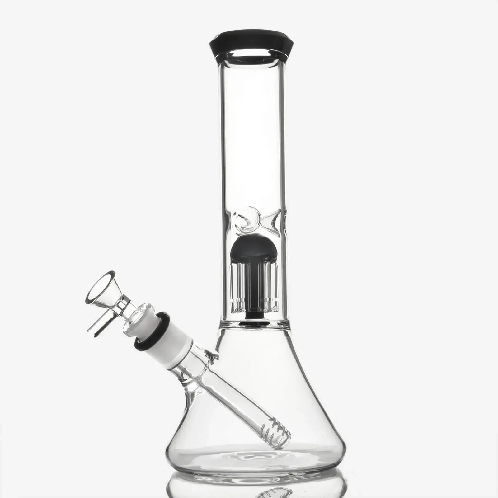 THICK GLASS BONG TREE PERC BLACK RIM 16"