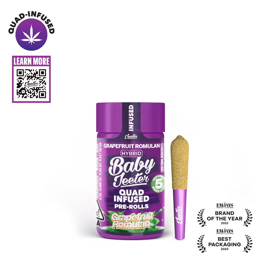 Jeeter | Grapefruit Romula | Quad Infused Prerolls | 5pk