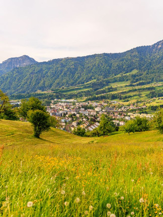 Blick zurück auf dem Weg hoch zum Gnipen und dem Wildspitz