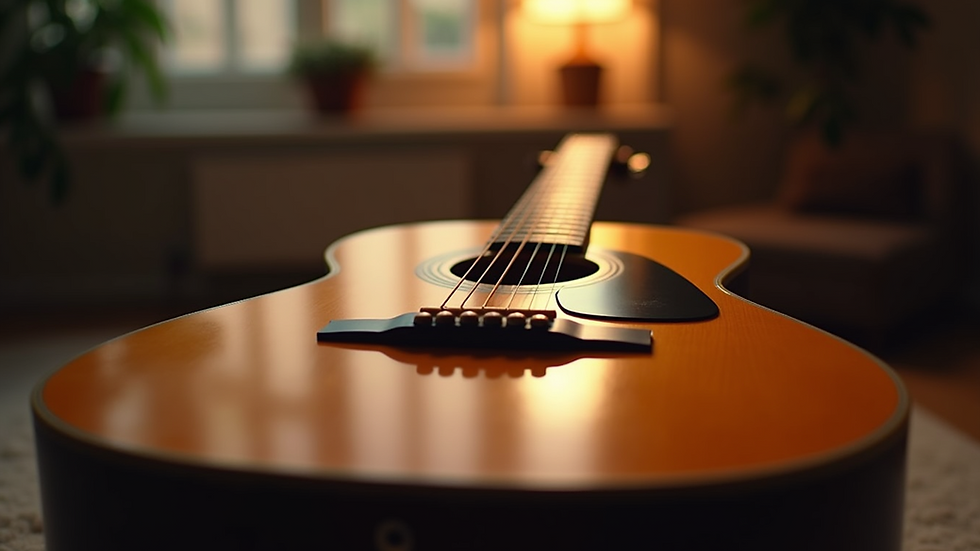 Close-up view of a guitar ready for a music lesson