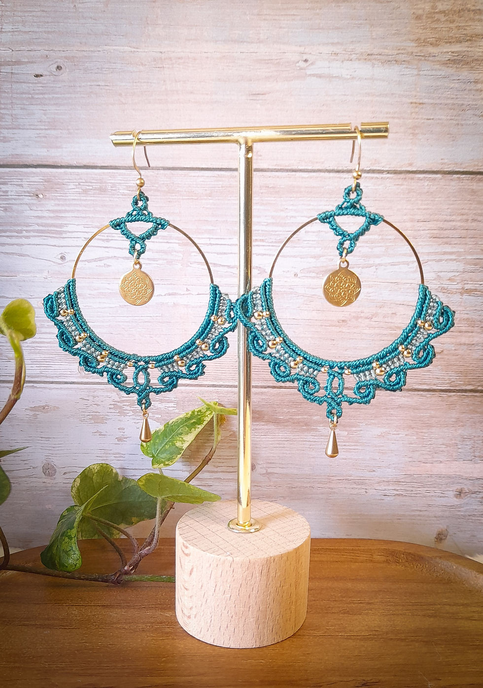 Miniature : Grandes créoles Bohëmia bleu pétrole 