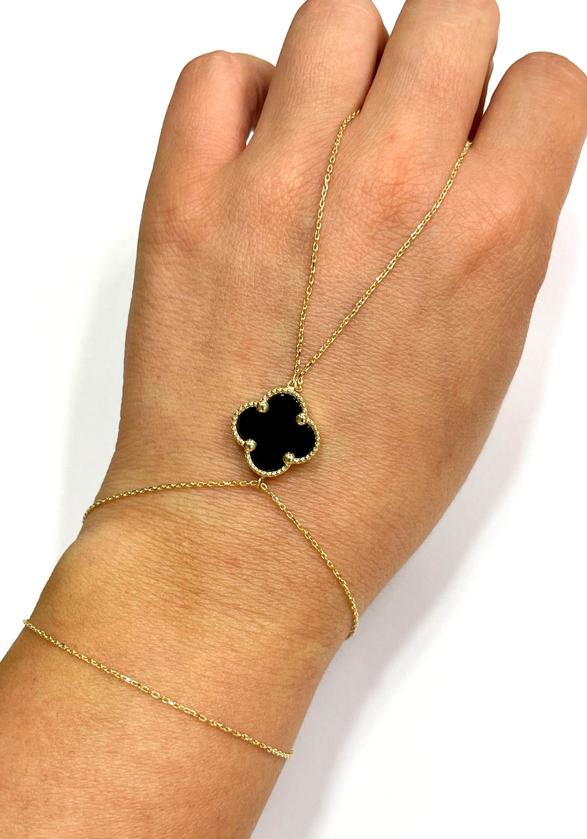 צמיד ג'אדי פרח תלתן שחור