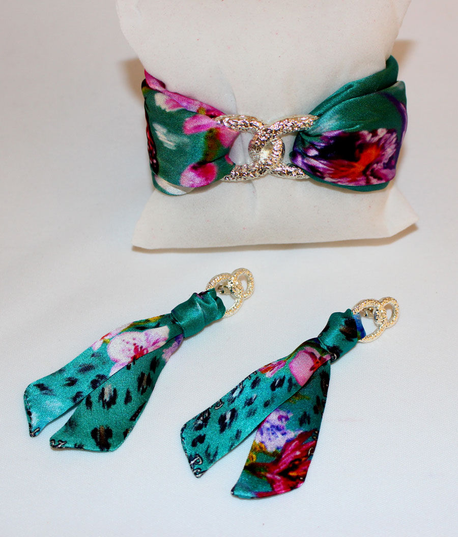 Thumbnail: Blue Spring silk tie earring