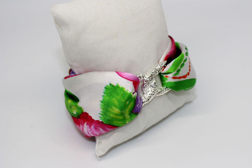 Thumbnail: Tropical garden silk tie earring & bracelet set