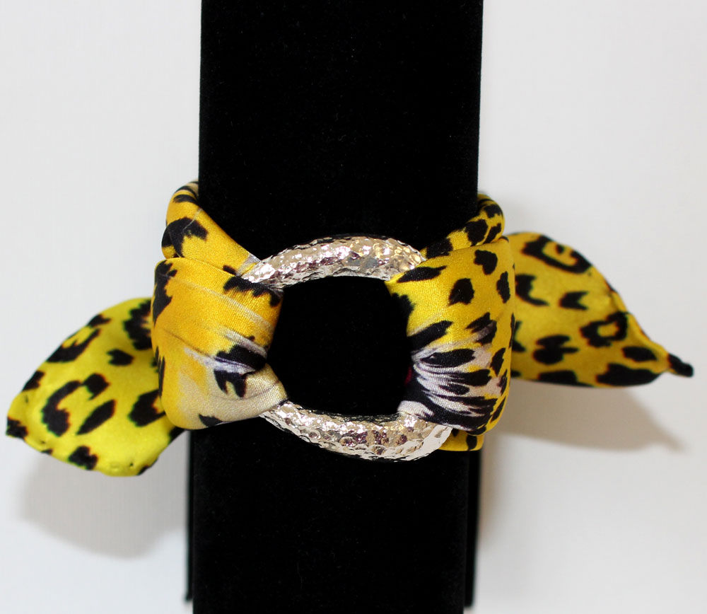 Yellow Leopard silk bracelet