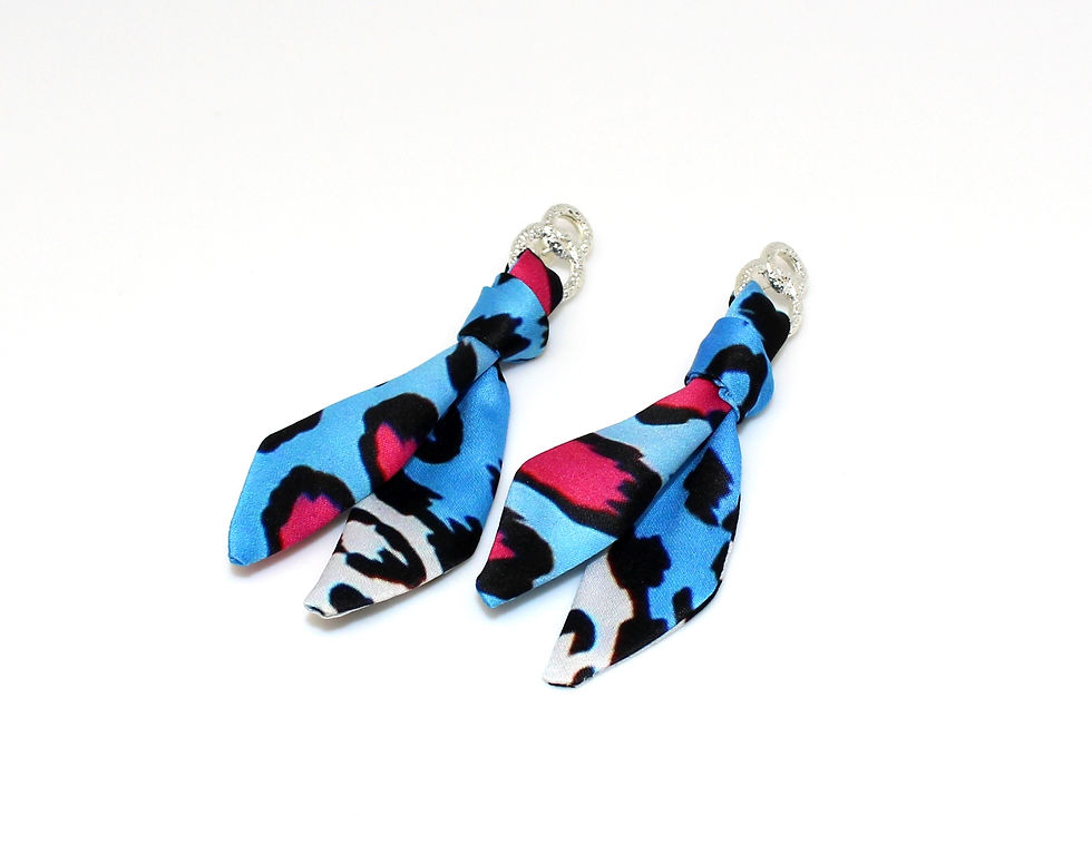 Miniatura: Pendiente lazo leopardo azul