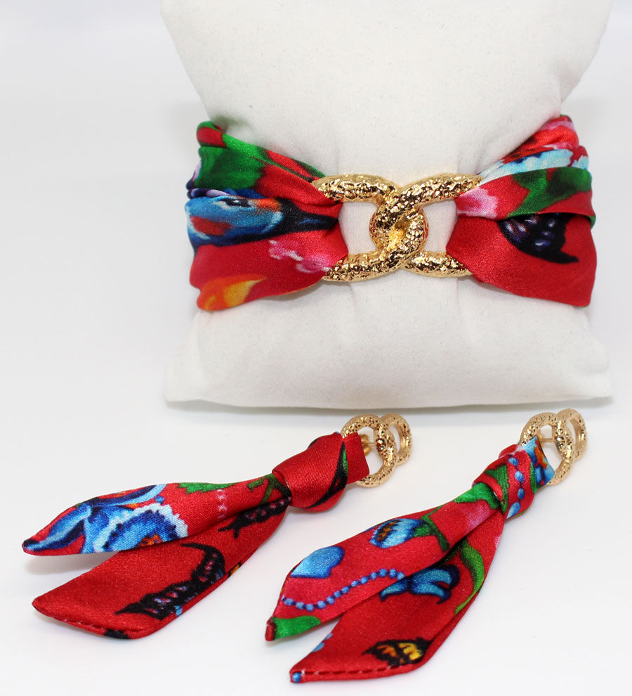 Thumbnail: Exotic Garden silk tie earring