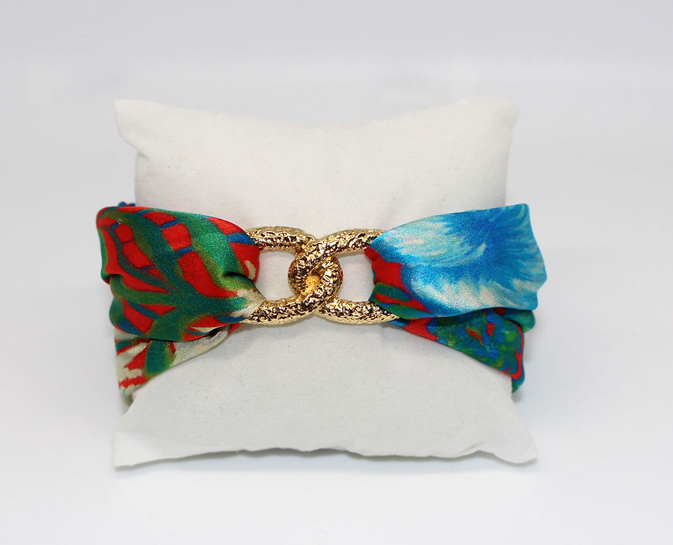 Thumbnail: Seahorse silk tie earring & bracelet set
