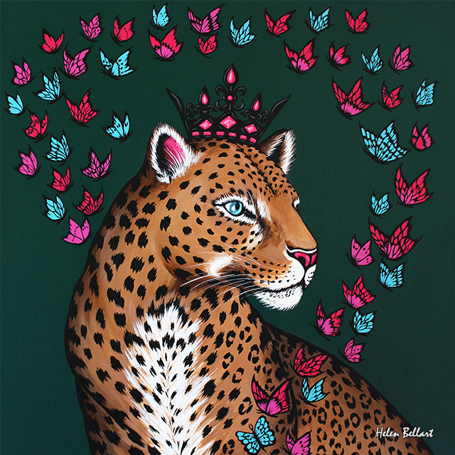 Ilustraciones de leopardos y mariposas