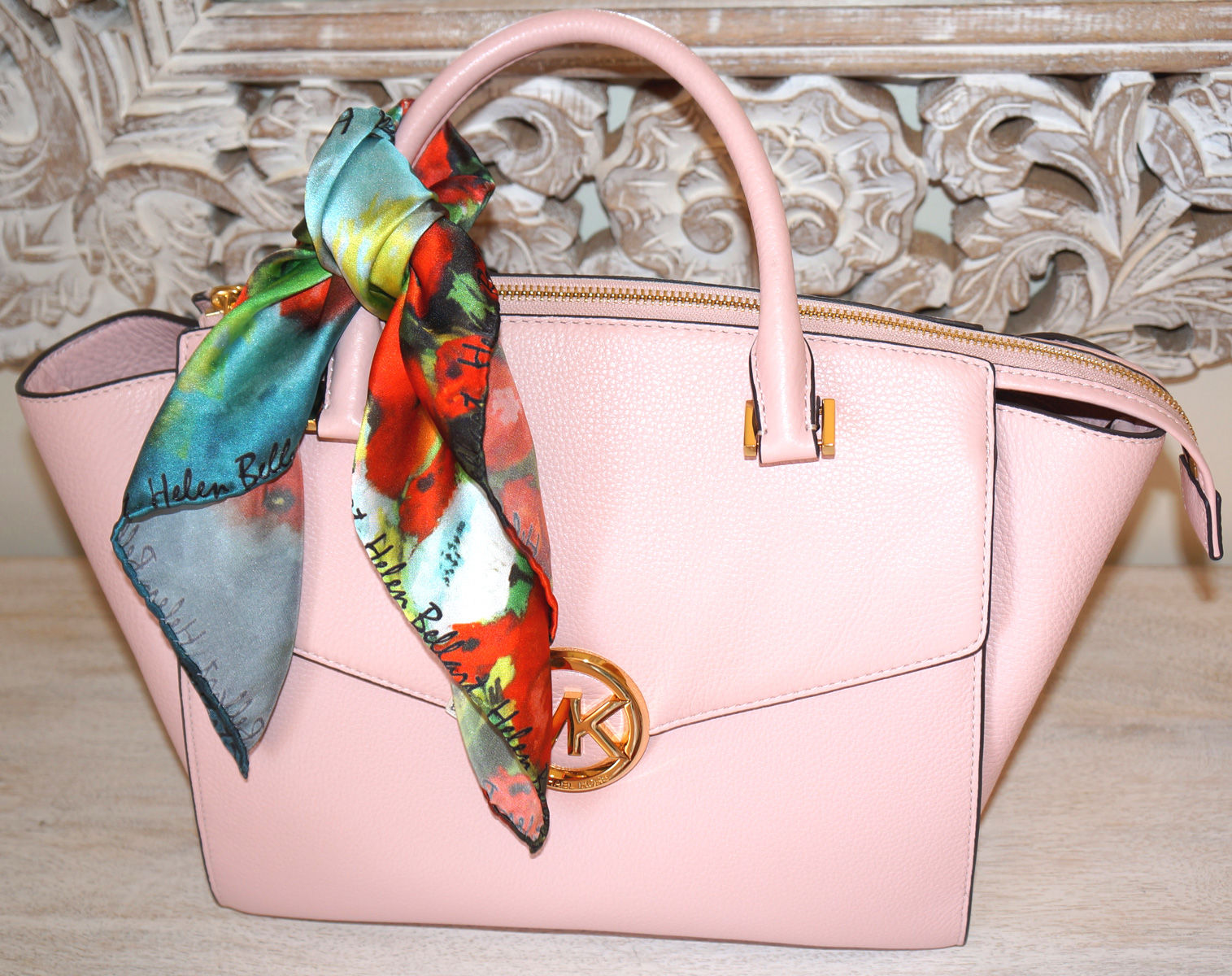 Pañuelo de seda amapolas 45x45 cm