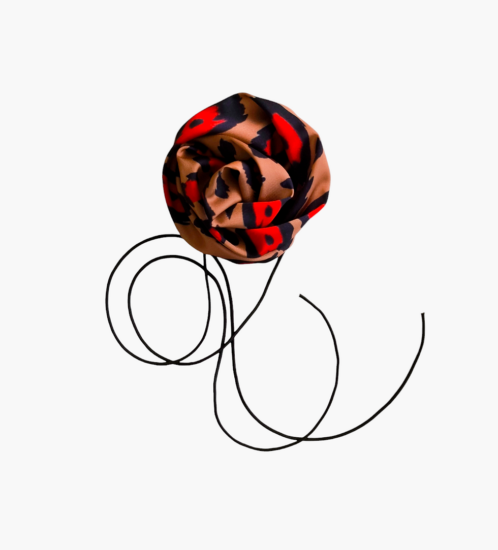 Thumbnail: Leopard & Red animal print flower choker necklace 