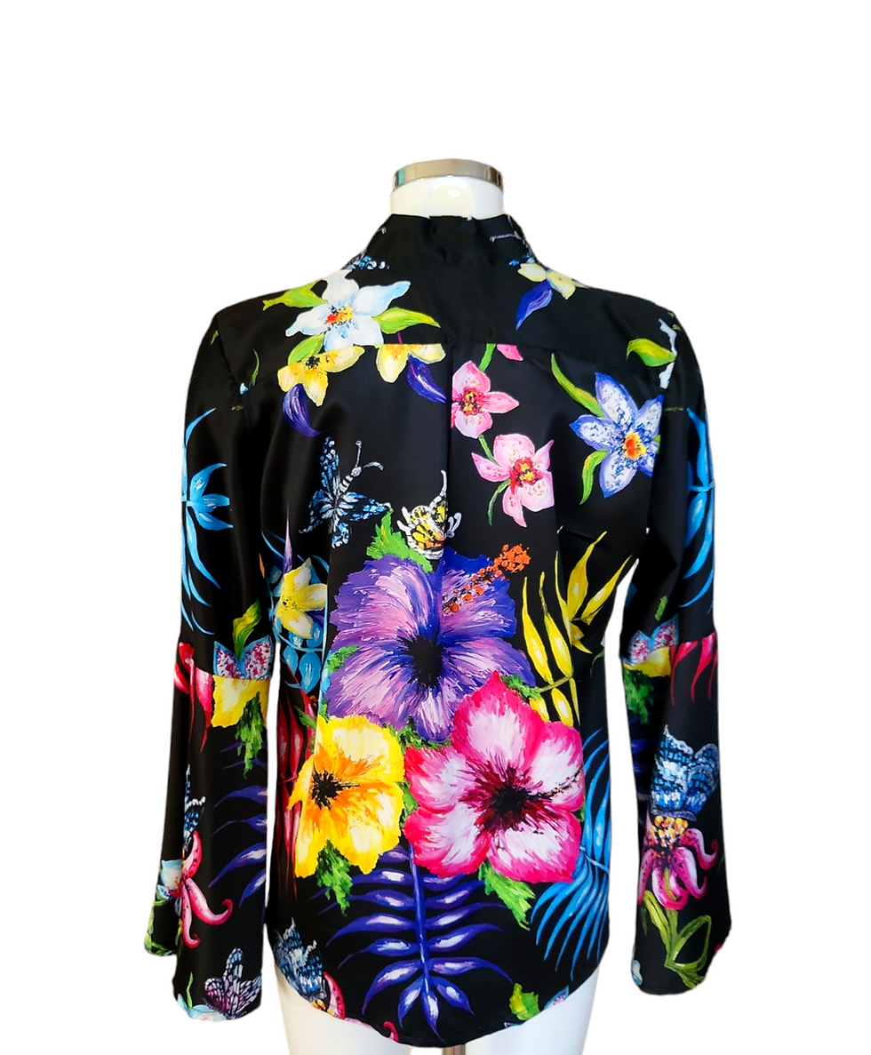 Miniatura: Tropical flowers long bell sleeve shirt