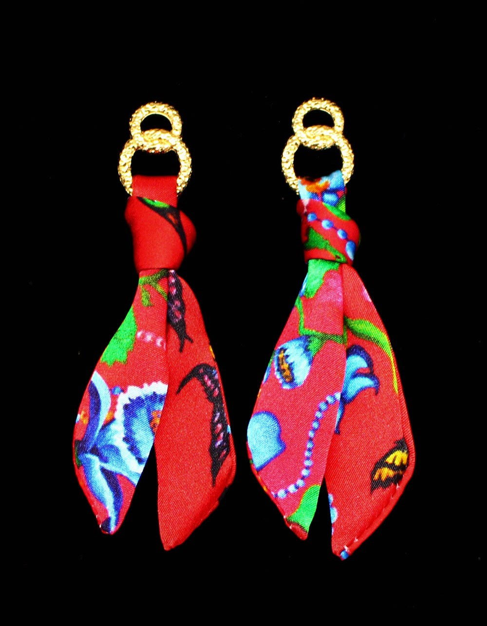 Exotic Garden silk tie earring