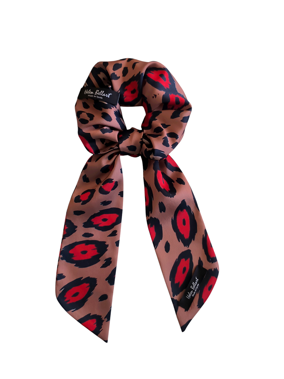 Miniatura: Leopard & red animal print bow scrunchie