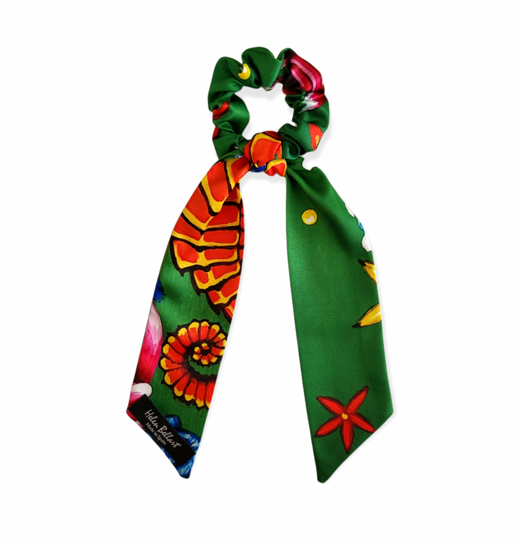 Orange Seahorse bow scrunchie