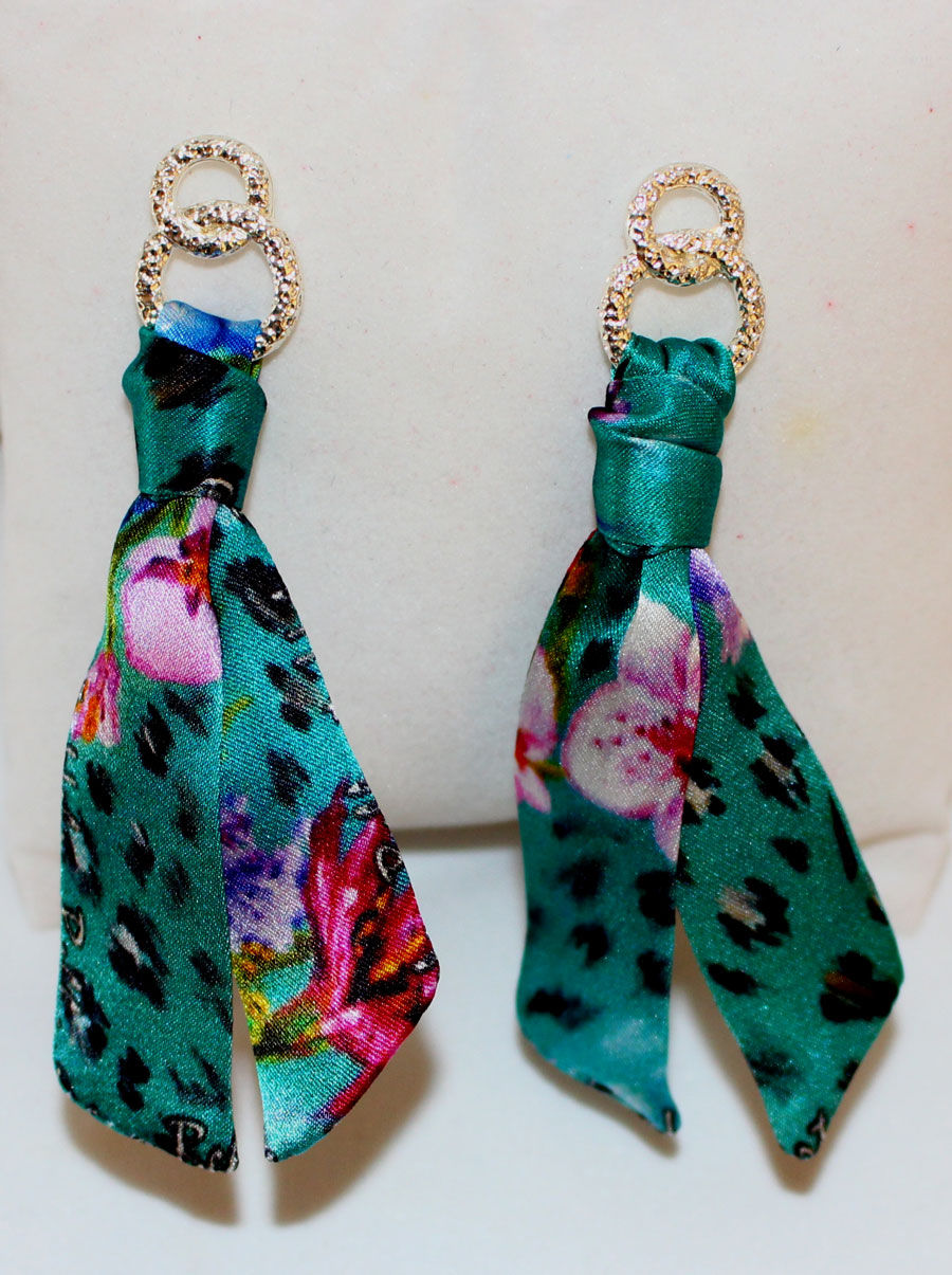 Thumbnail: Blue Spring silk tie earring