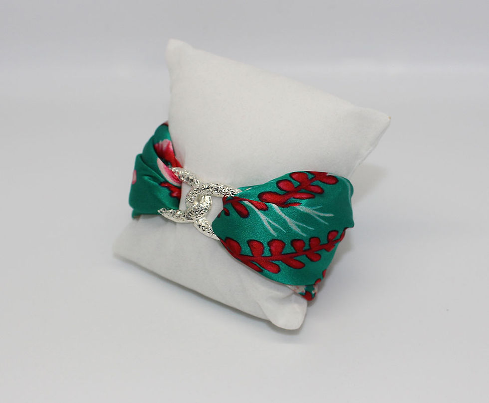 Thumbnail: Pink Seahorse silk tie earring & bracelet