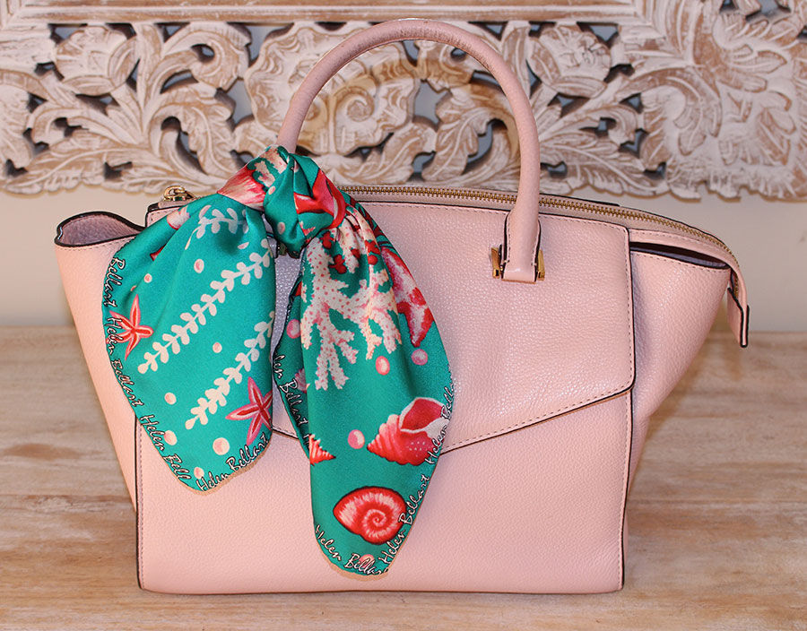 Thumbnail: Pink Seahorse silk scarf 45x45 cm