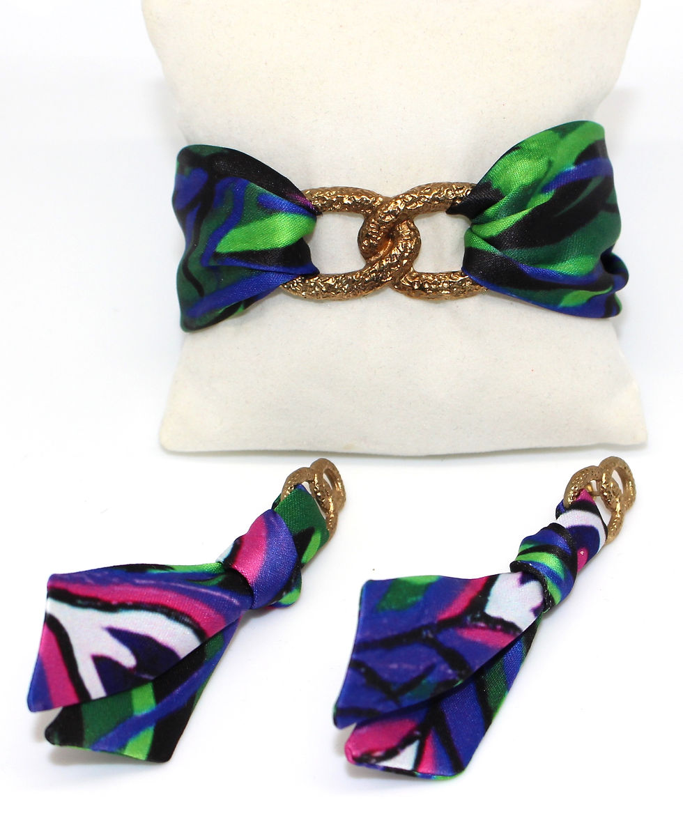 Thumbnail: Purple Peacock & Tiger tie earring & bracelet