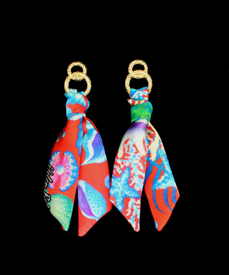 Thumbnail: Seahorse silk tie earring & bracelet set
