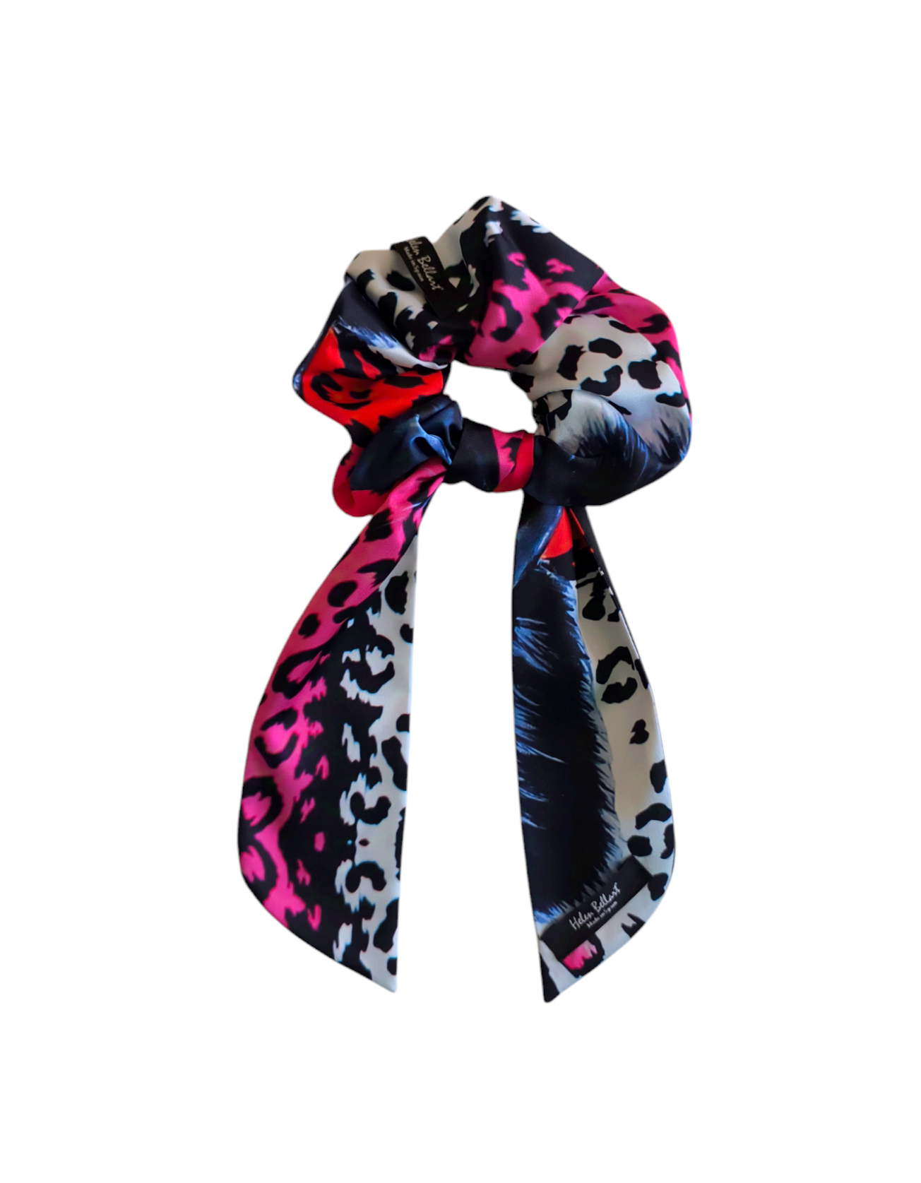 Black Leopard bow scrunchie