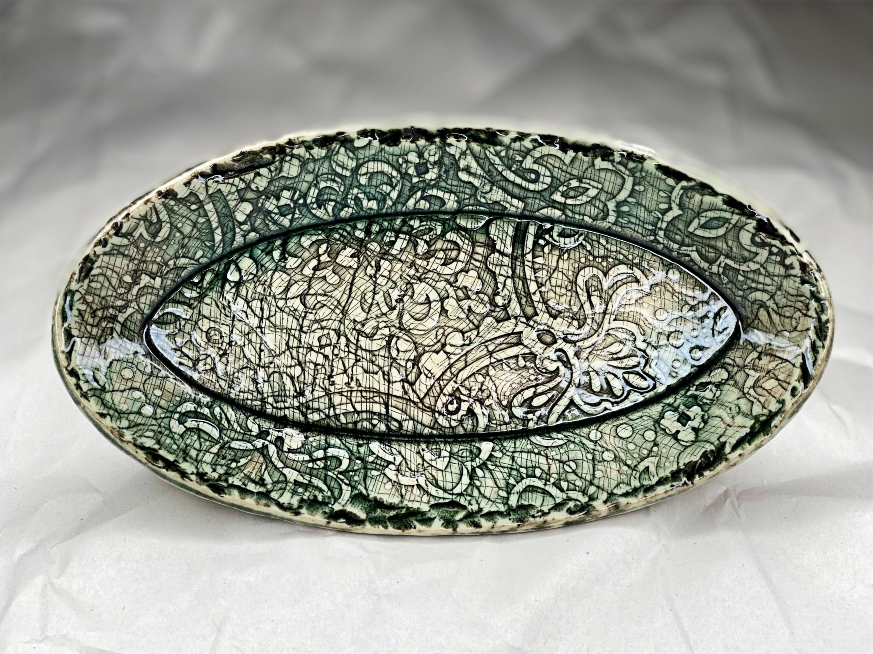 Oval Dish with Ancient Motif