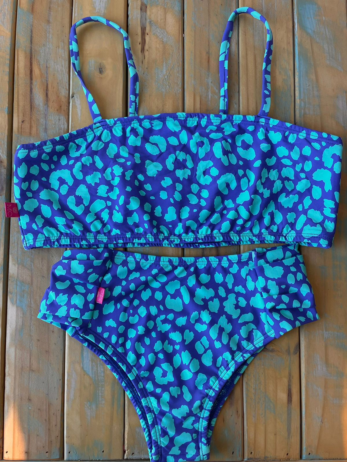 Parte de Cima Top e Calcinha Bombom Cós Alto Onça Azul