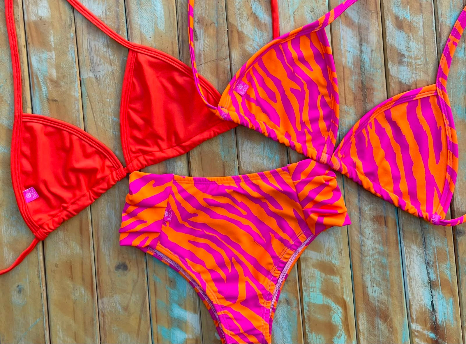 Combo Cortininha laranja / zebra laranja e calcinha zebra laranja