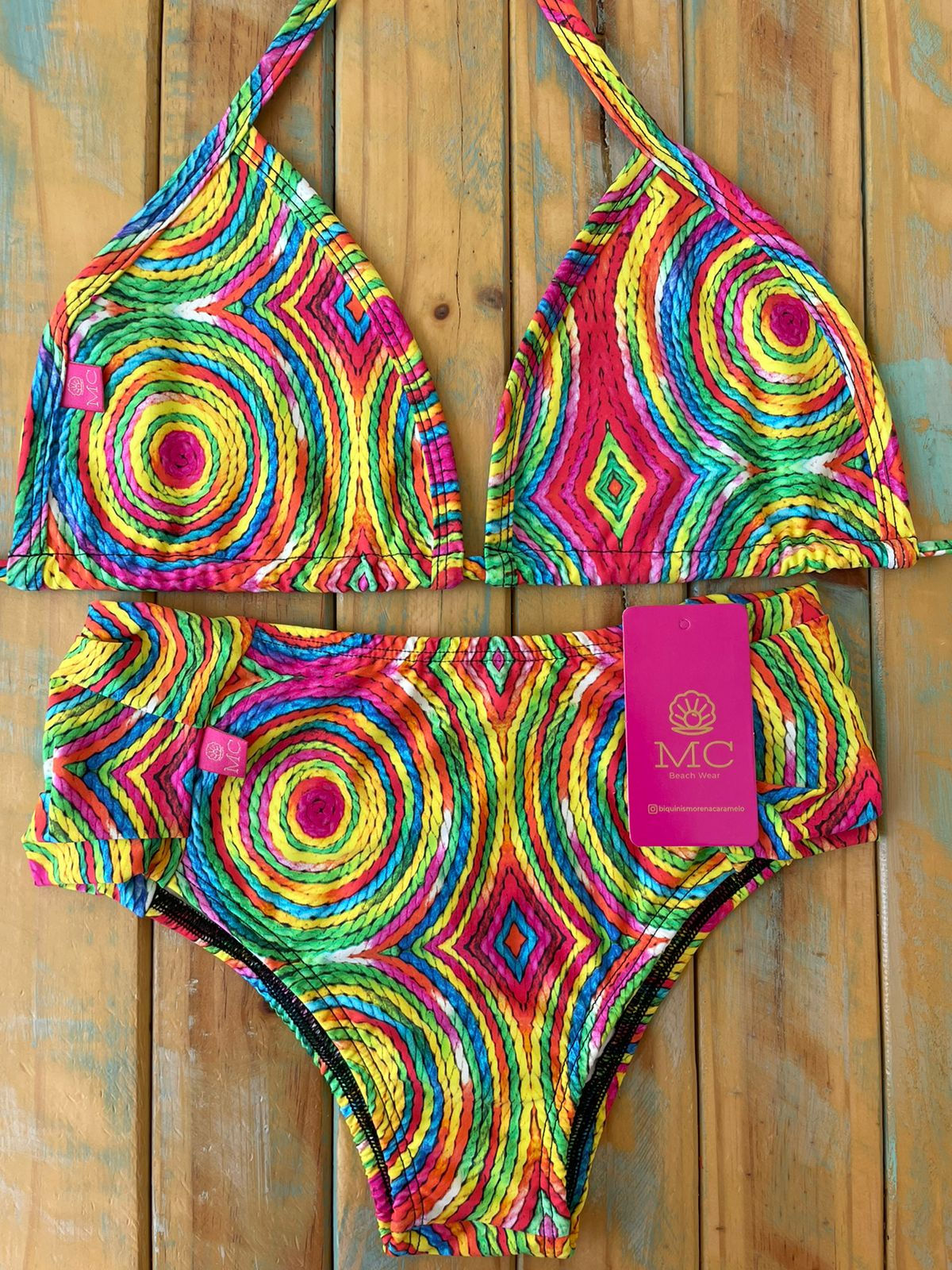 Parte de Cima Cortininha e Calcinha Bombom Cós Alto Cordas Fake