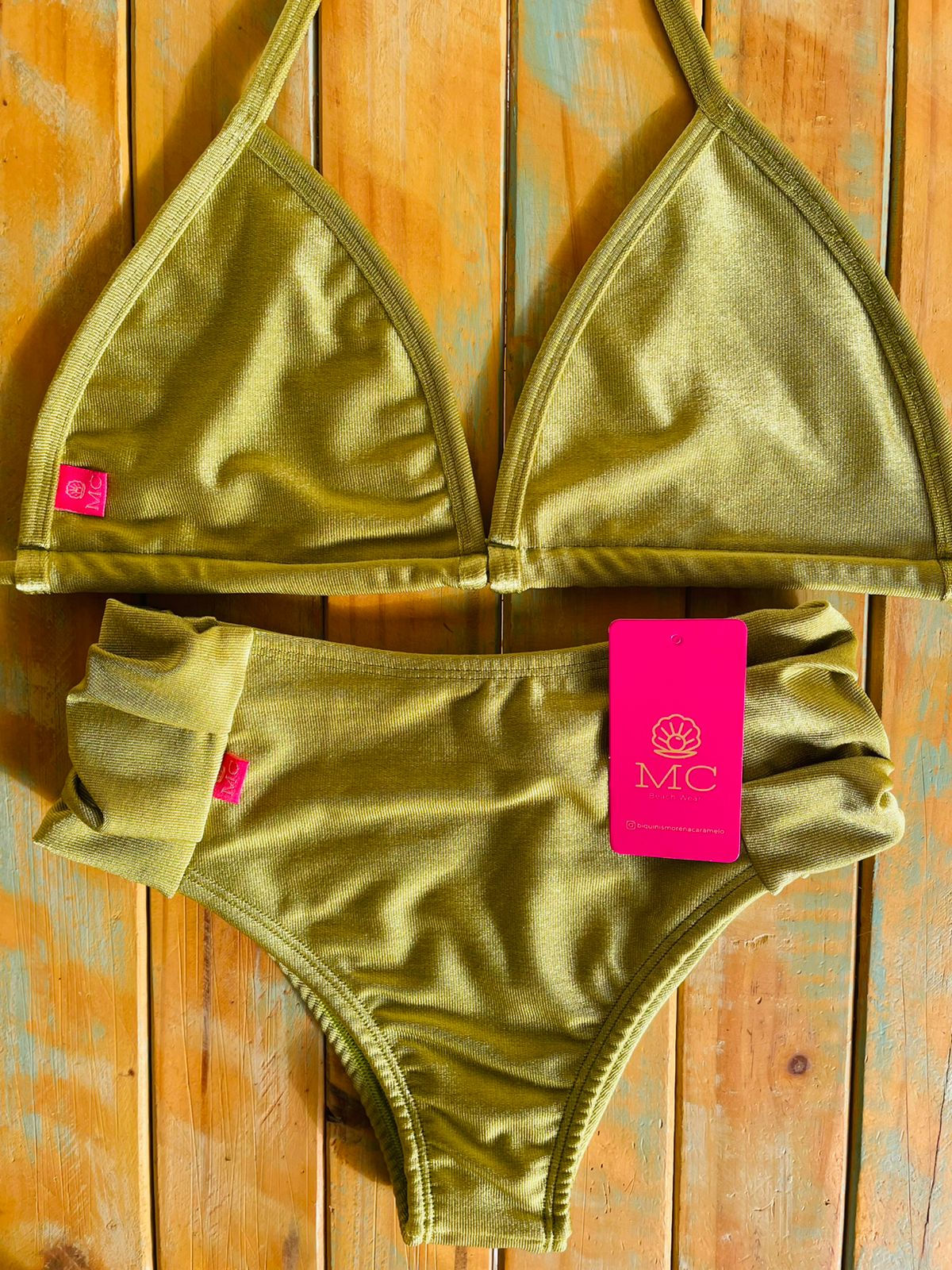Parte de Cima cortininha e Calcinha Bombom Cós Alto pistache