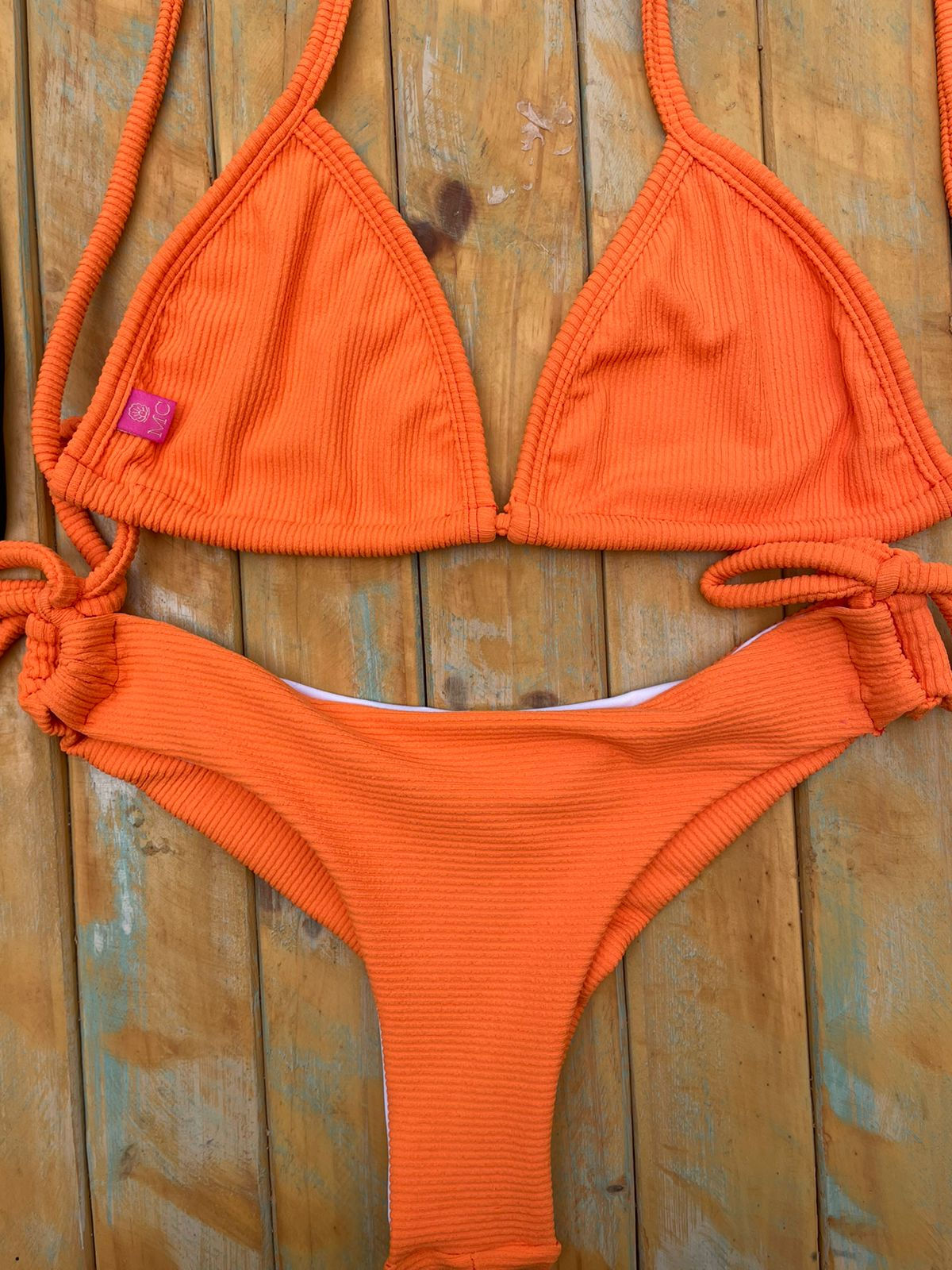 Parte de Cima Cortininha e Calcinha Fio Duplo tangerina