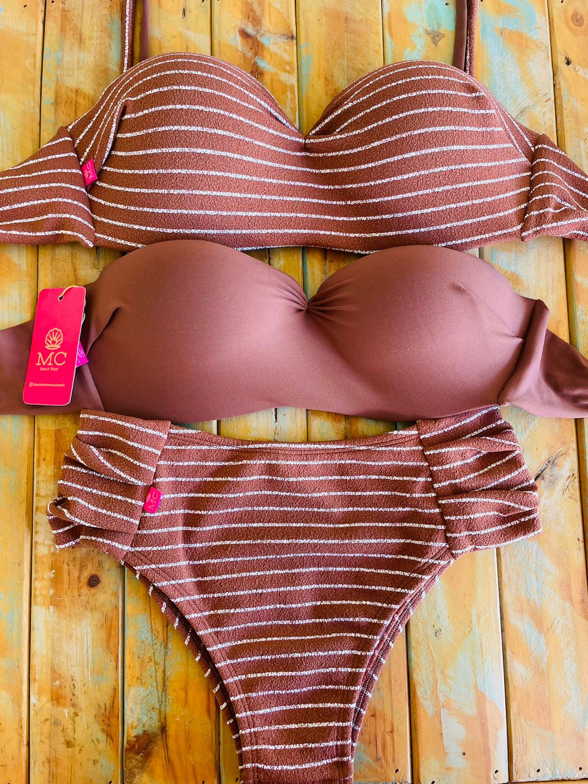 Combo Tomara que Caia LISTRAS MARROM Hellen Virigini