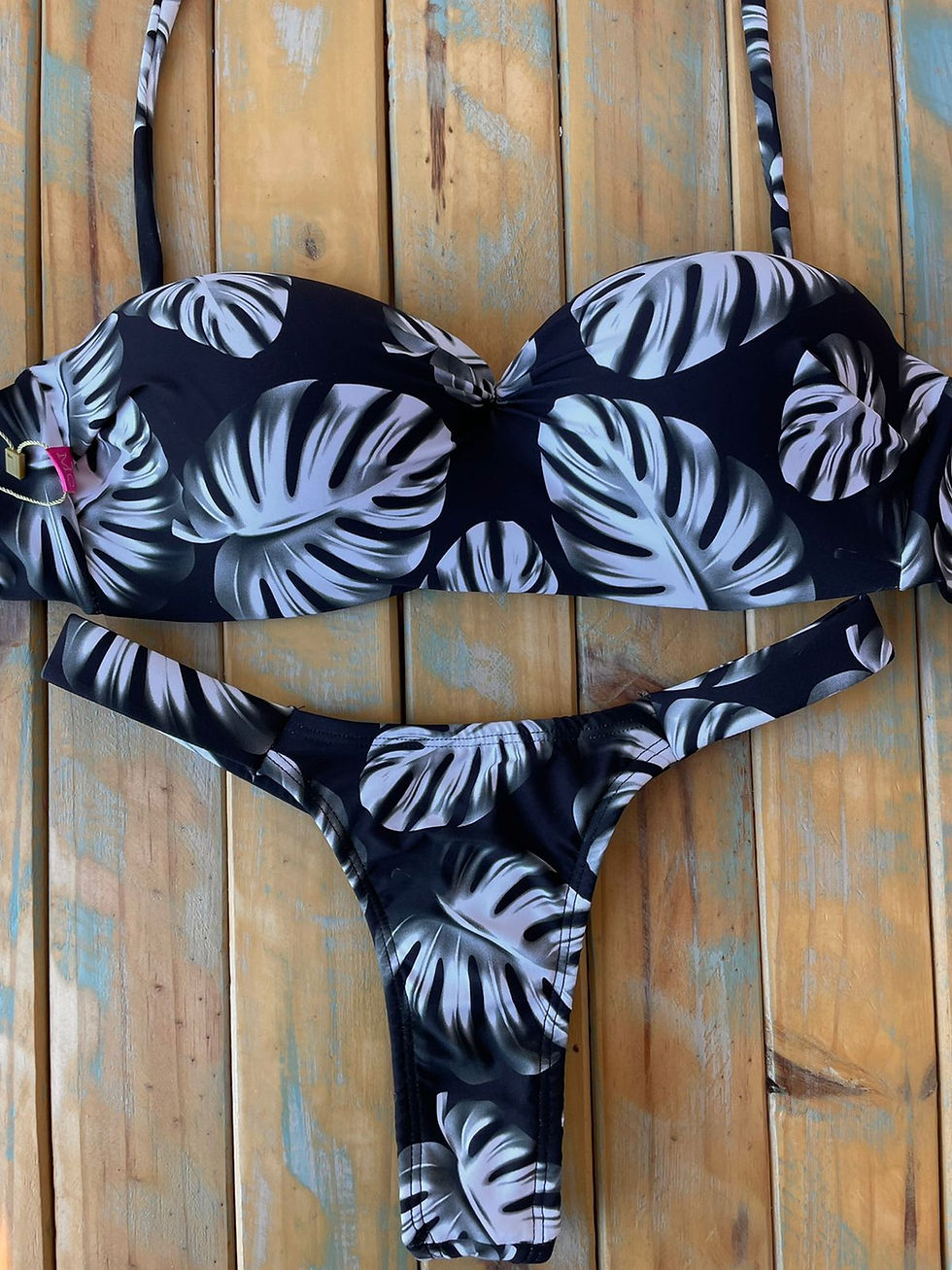 Parte de Cima Tomara Que Caia e Calcinha Fio Dental Palmeira