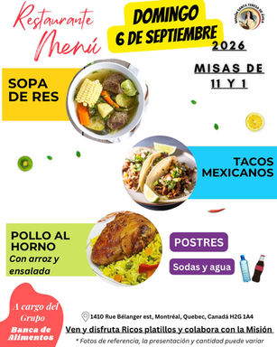 😋 Rico Menú para este Domingo 6 de septiembre de 2026