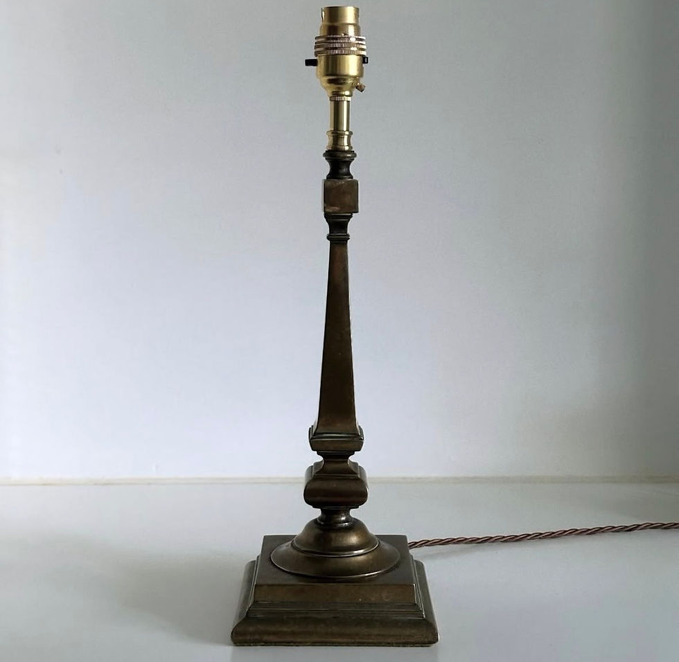 Thumbnail: A Victorian Tapering Brass Column Lamp, c.1880