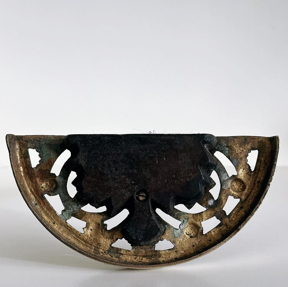 Thumbnail: A Victorian Brass Doorstop with a Beaded Carrying Handle, c.1880